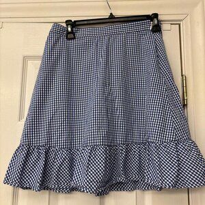 The Limited Plaid Blue White Bell Cut Knee Length Skirts Womens Size 4P WOT. $69